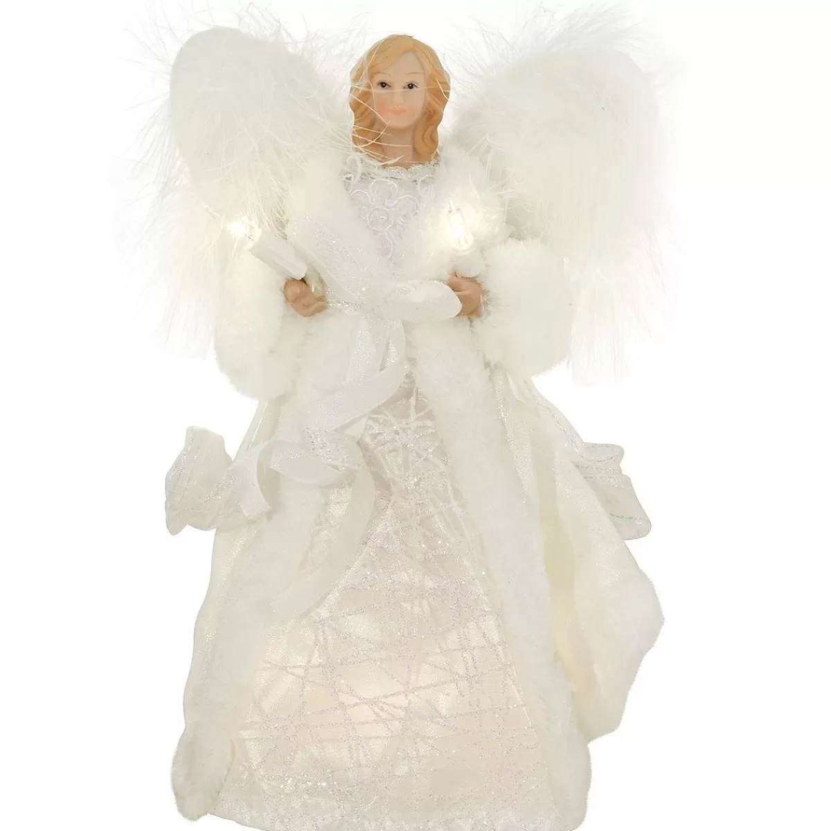 Bronner's Christmas Wonderland 10" Angel Tree Topper With White Dress | Tree Toppers