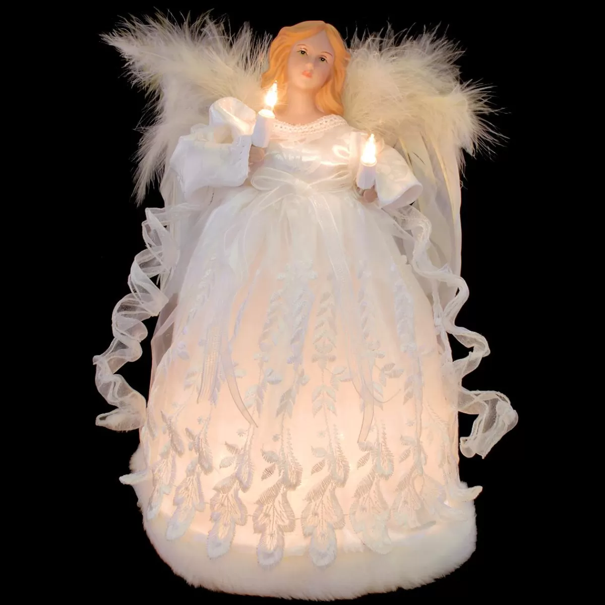 Bronner's Christmas Wonderland 12 Inch Ivory Angel 10 Light Tree Top | Tree Toppers