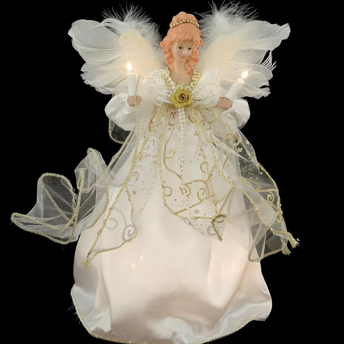 Bronner's Christmas Wonderland 12 Inch White And Gold Angel Tree Top | Tree Toppers