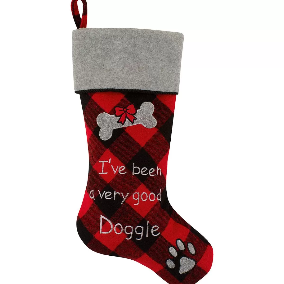 Bronner's Christmas Wonderland 18.5 Inch Good Doggie Red Plaid Stocking | Christmas Stockings