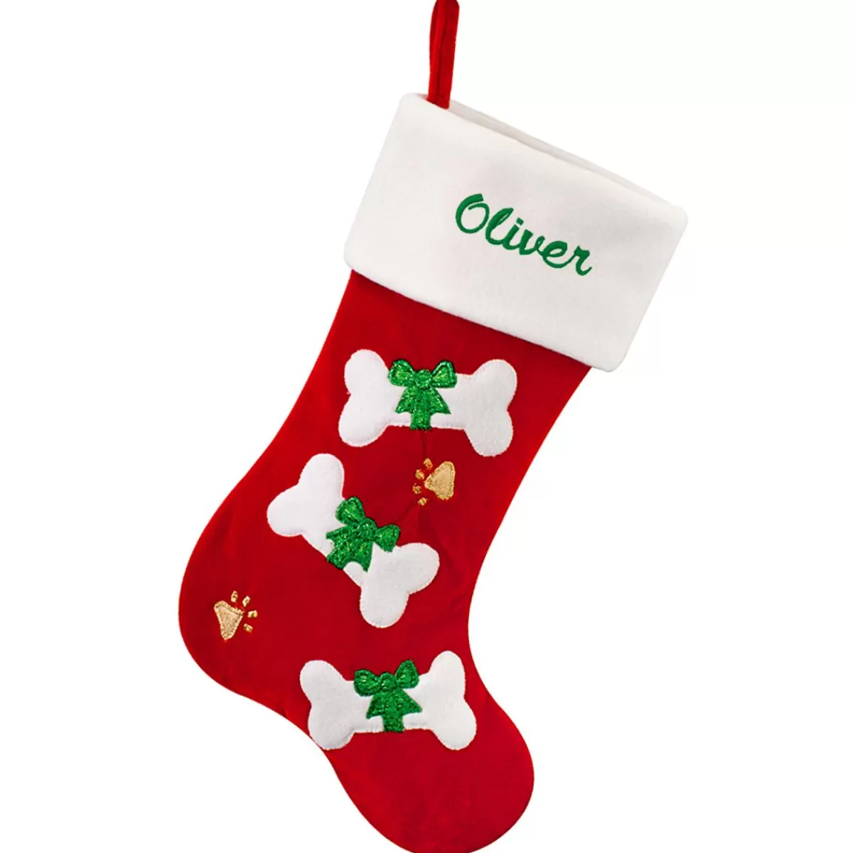 Bronner's Christmas Wonderland 18.5 Inch Personalized Dog Bones On Red Christmas Stocking | Christmas Stockings