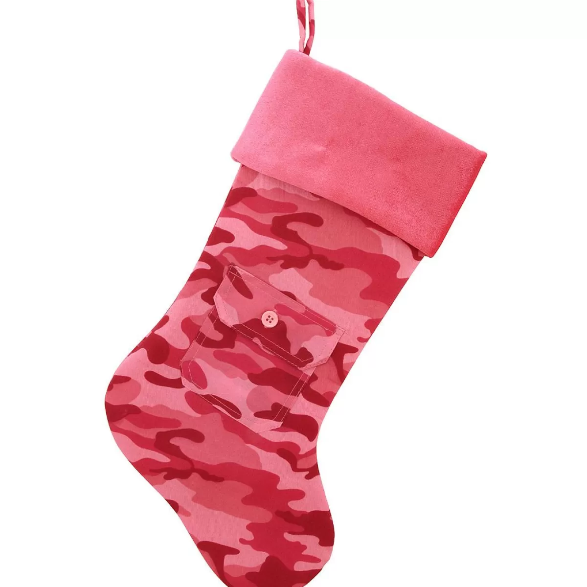 Bronner's Christmas Wonderland 18.5 Inch Personalized Pink Camouflage Stocking With Pocket | Christmas Stockings