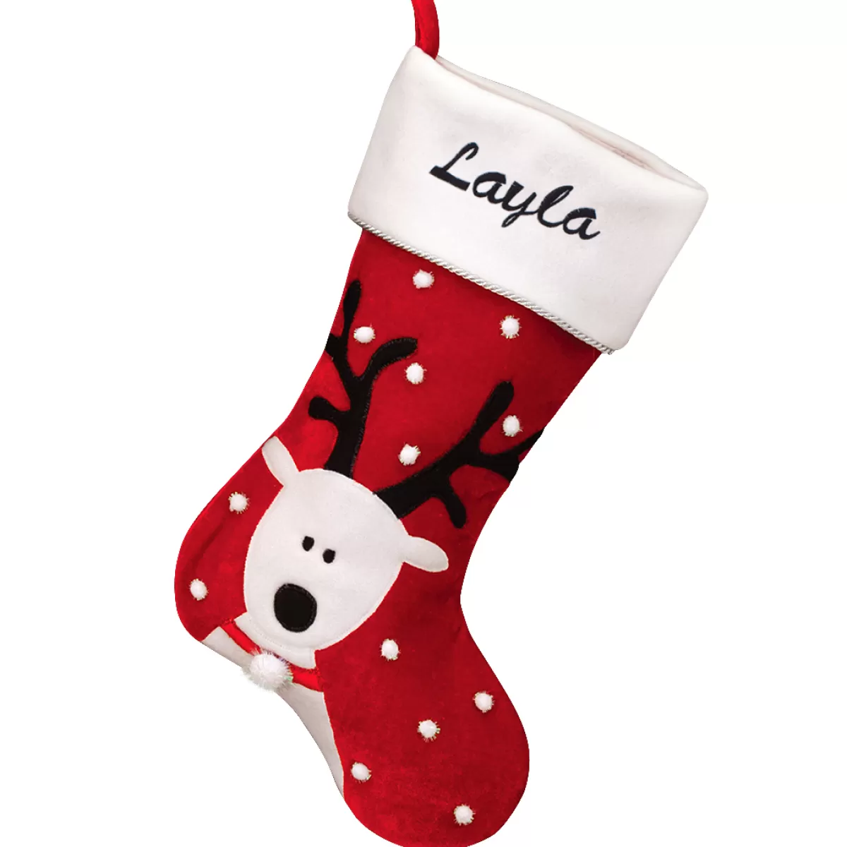 Bronner's Christmas Wonderland 18.5 Inch Personalized Reindeer Velvet And Fleece Stocking | Christmas Stockings