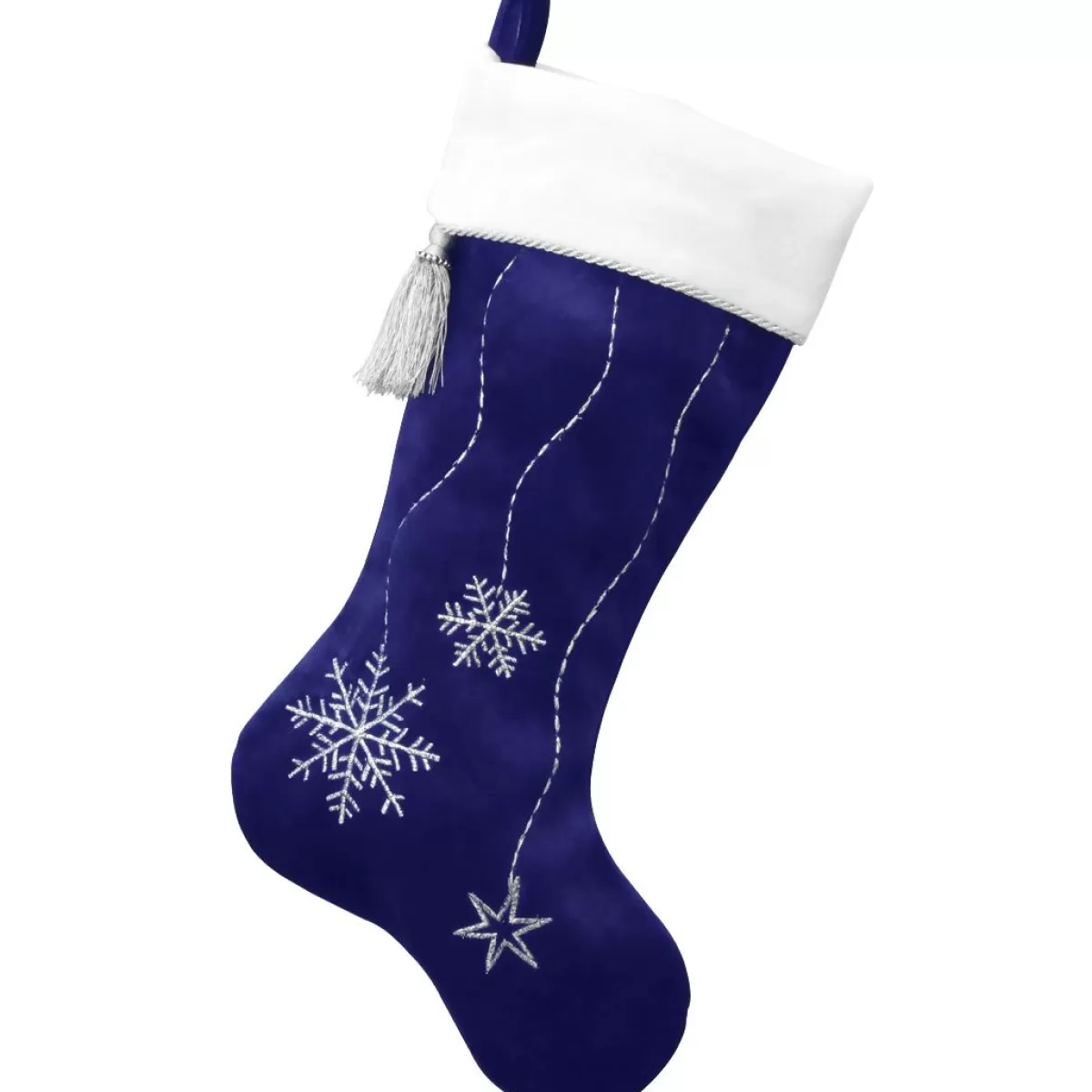 Bronner's Christmas Wonderland 18.5 Inch Personalized Snowflake Blue Velvet Stocking | Christmas Stockings