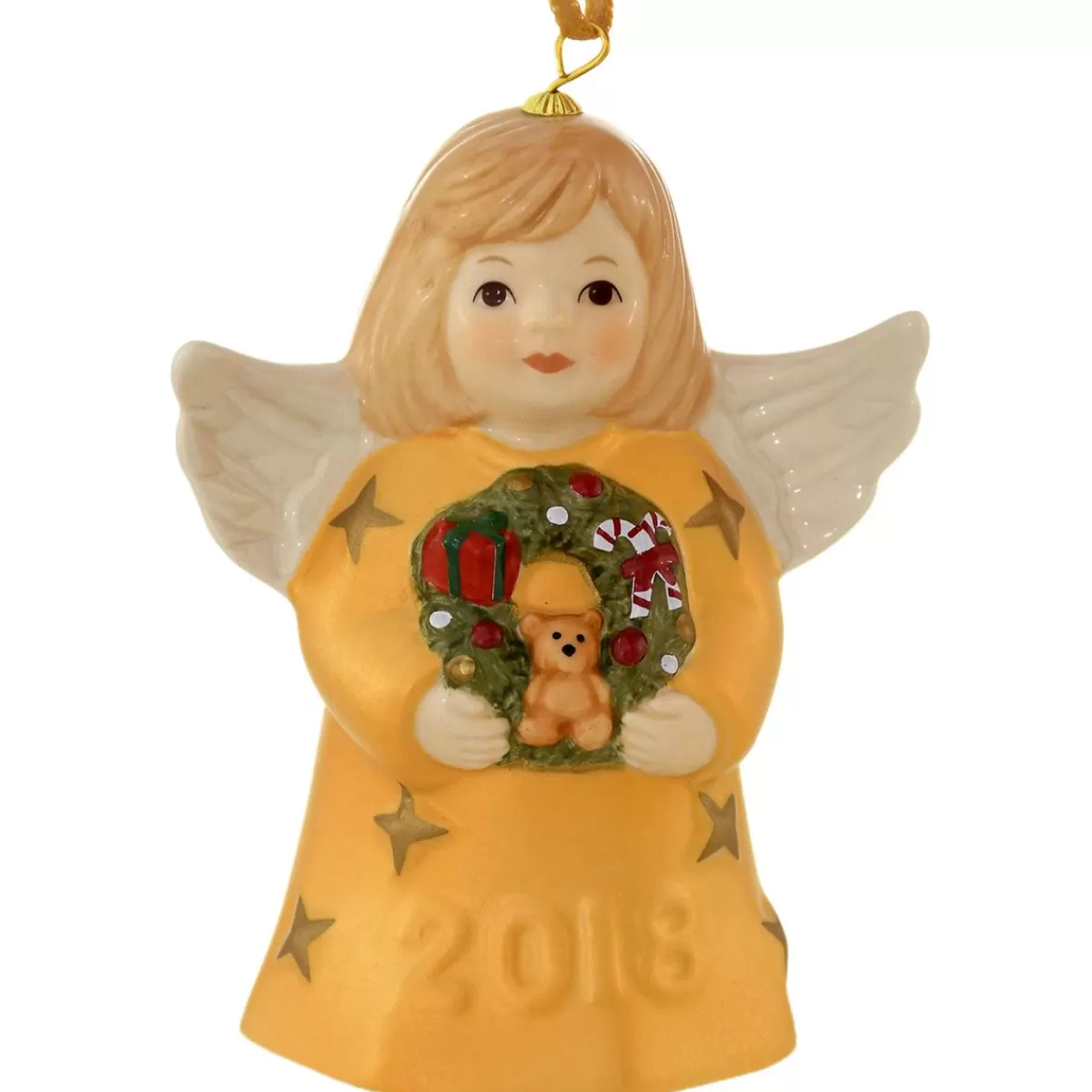 Bronner's Christmas Wonderland 2018 Gold Annual Angel Bell Ornament | Religious