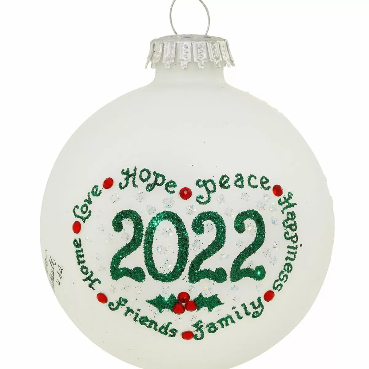 Bronner's Christmas Wonderland 2022 Dated Teresa Thibault Glass Ornament | Santa & Christmas