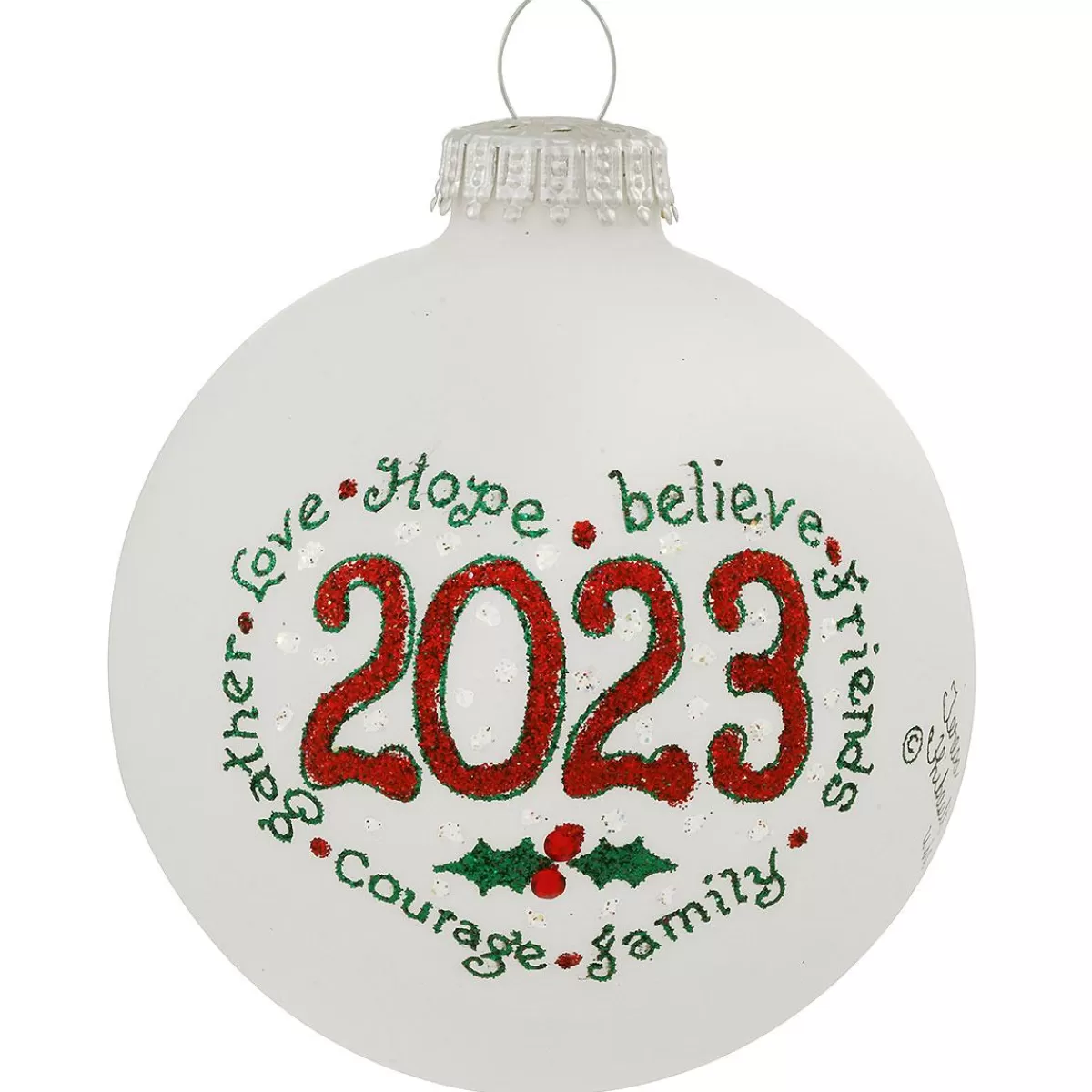 Bronner's Christmas Wonderland 2023 Dated Heart Gifts Glass Ornament | Santa & Christmas