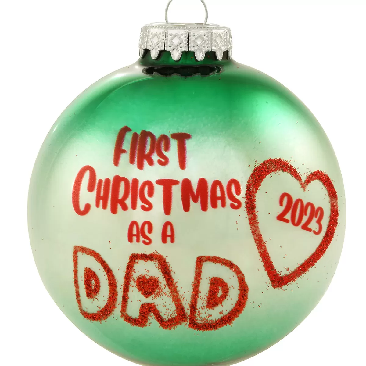 Bronner's Christmas Wonderland 2023 First Christmas As Dad Glass Ornament | Santa & Christmas