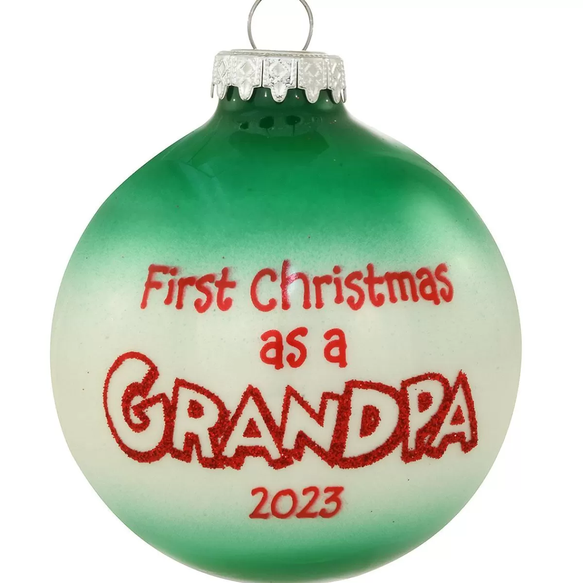 Bronner's Christmas Wonderland 2023 First Christmas As Grandpa Glass Ornament | Santa & Christmas