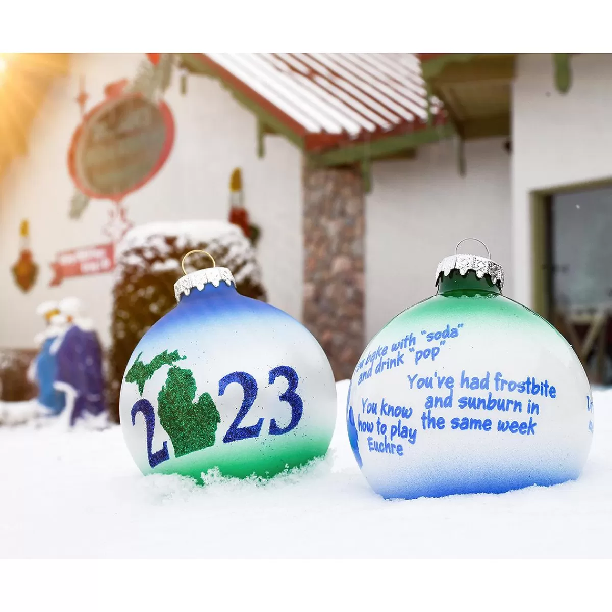 Bronner's Christmas Wonderland 2023 Michigan Glass Ornament | Souvenirs & Gift Cards