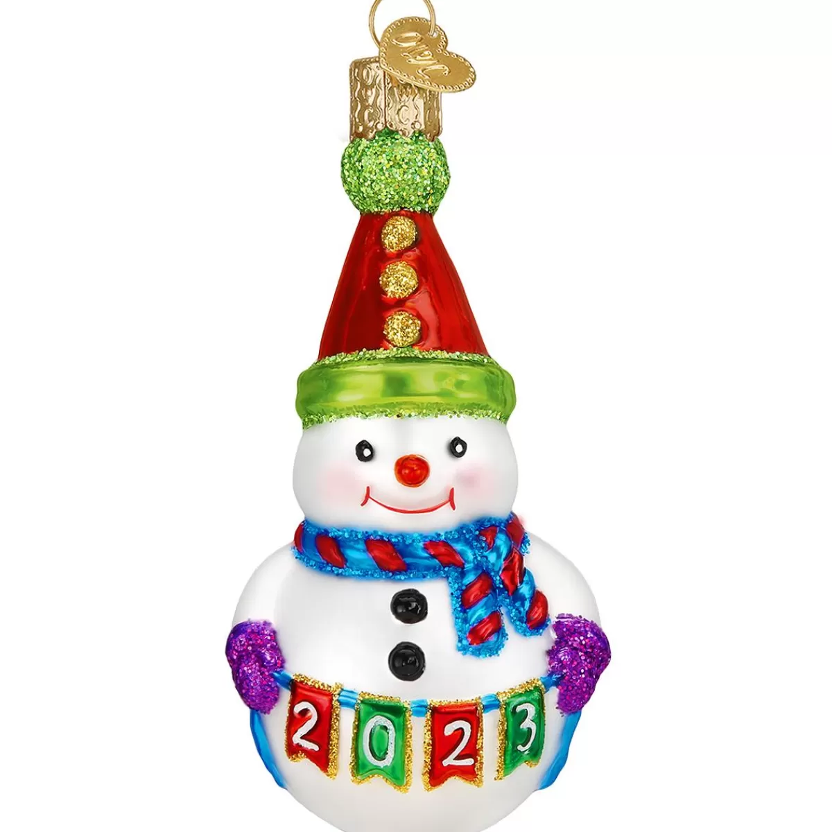 Bronner's Christmas Wonderland 2023 Party Snowman Glass Ornament> Old World Christmas