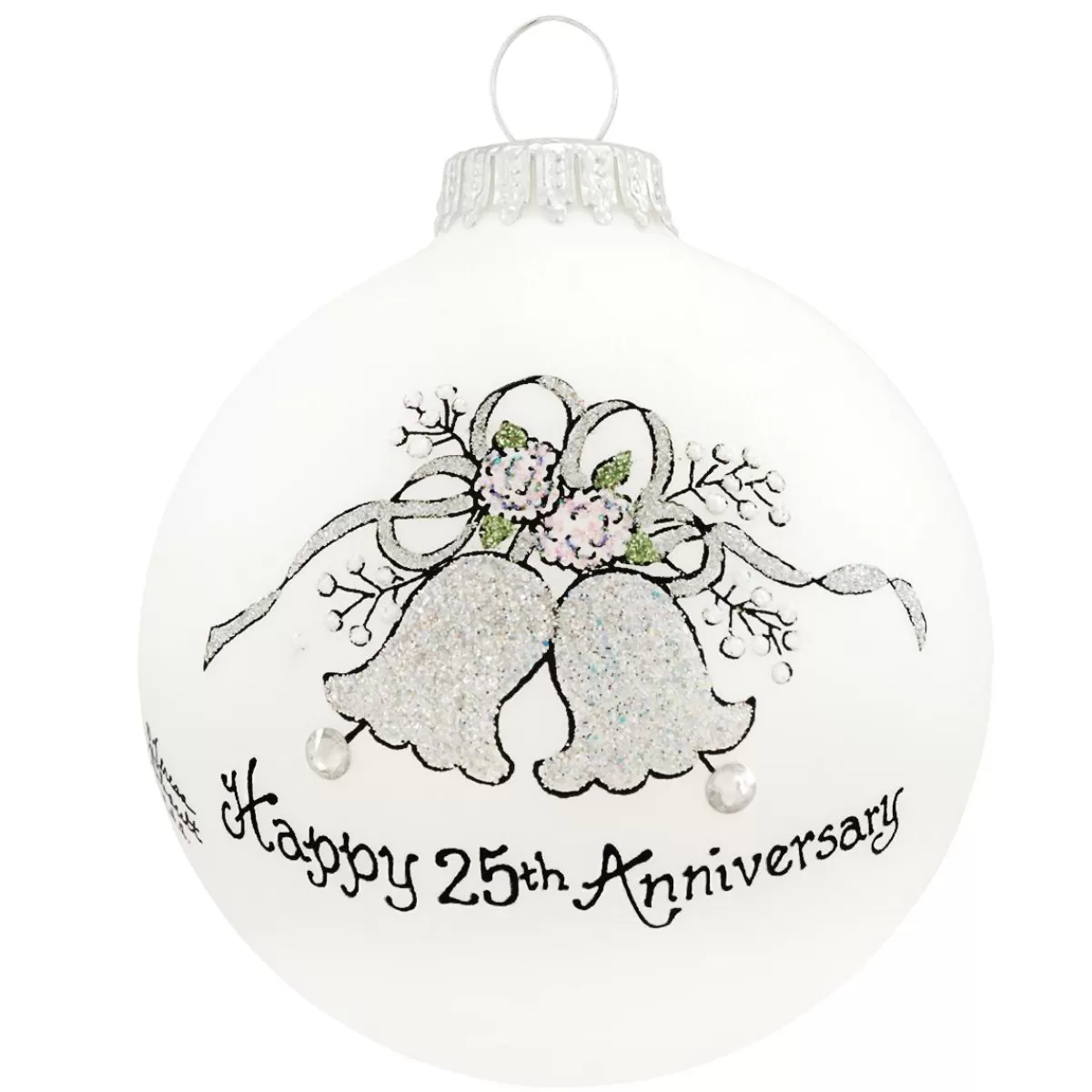 Bronner's Christmas Wonderland 25Th Anniversary Glass Ornament> Love, Wedding, & Anniversary