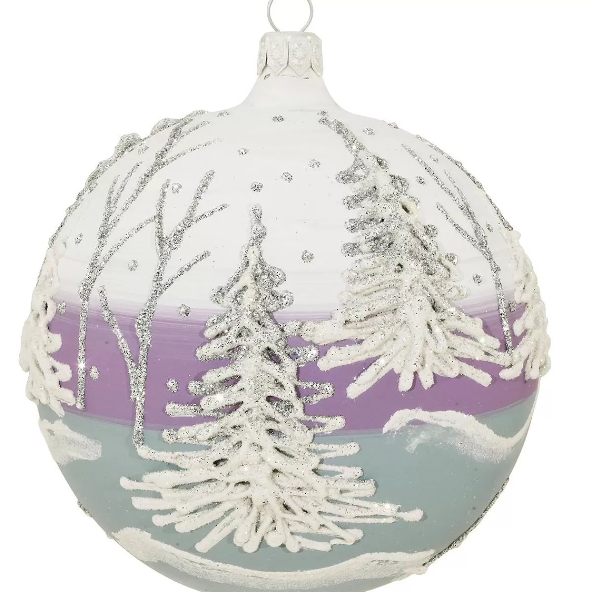 Bronner's Christmas Wonderland 3D Silver And White Trees Glass Ornament> Farm, Garden, & Flowers