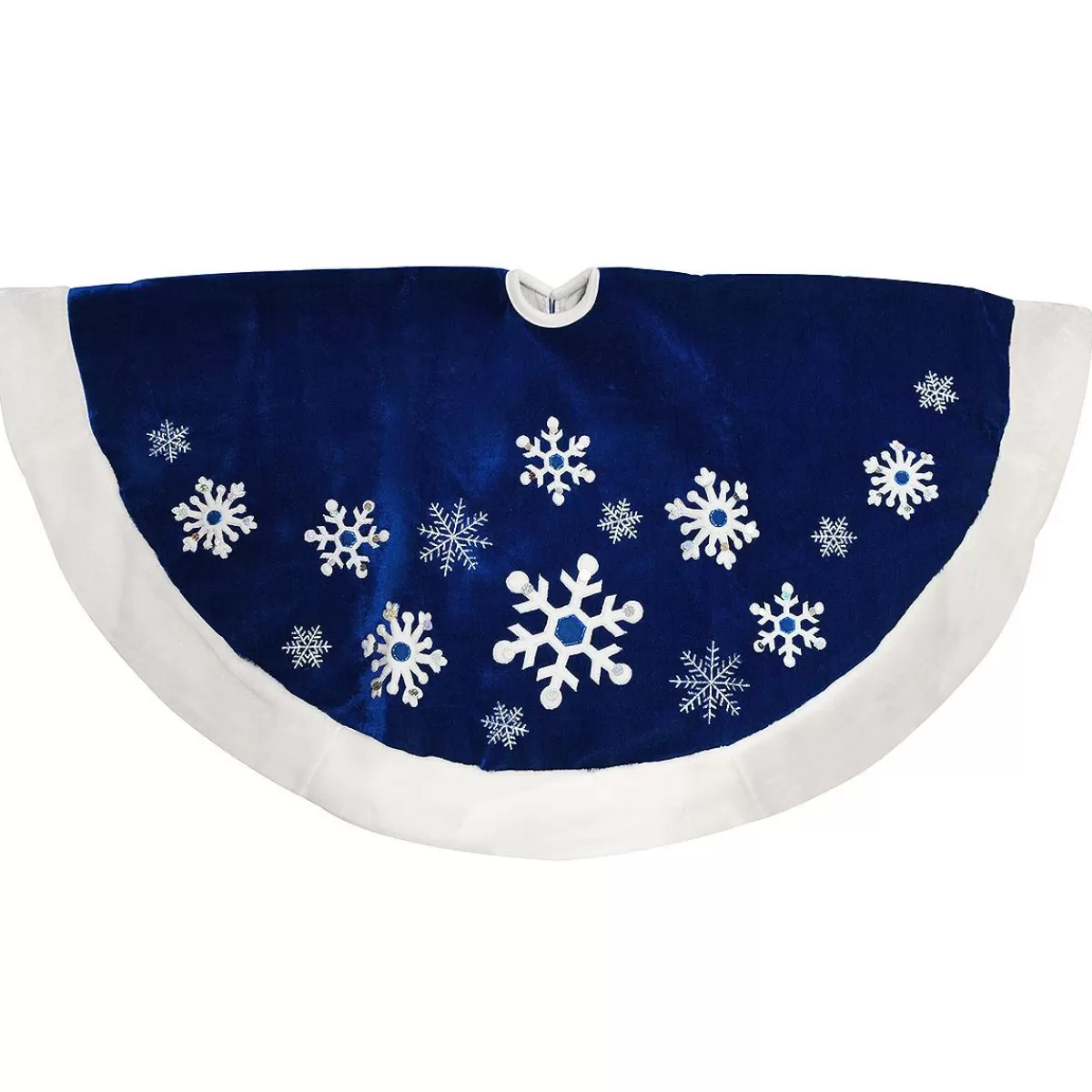 Bronner's Christmas Wonderland 48 Inch Blue Velvet Tree Skirt With Snowflakes | Tree Skirts