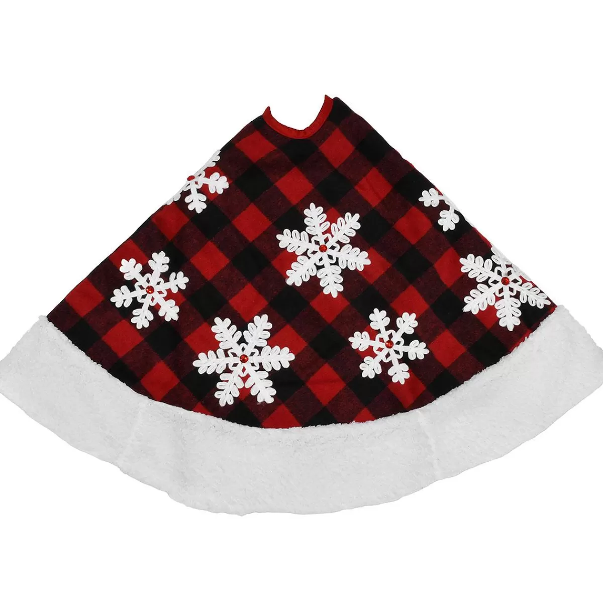 Bronner's Christmas Wonderland 48 Inch Buffalo Plaid Tree Skirt With Snowflakes | Tree Skirts