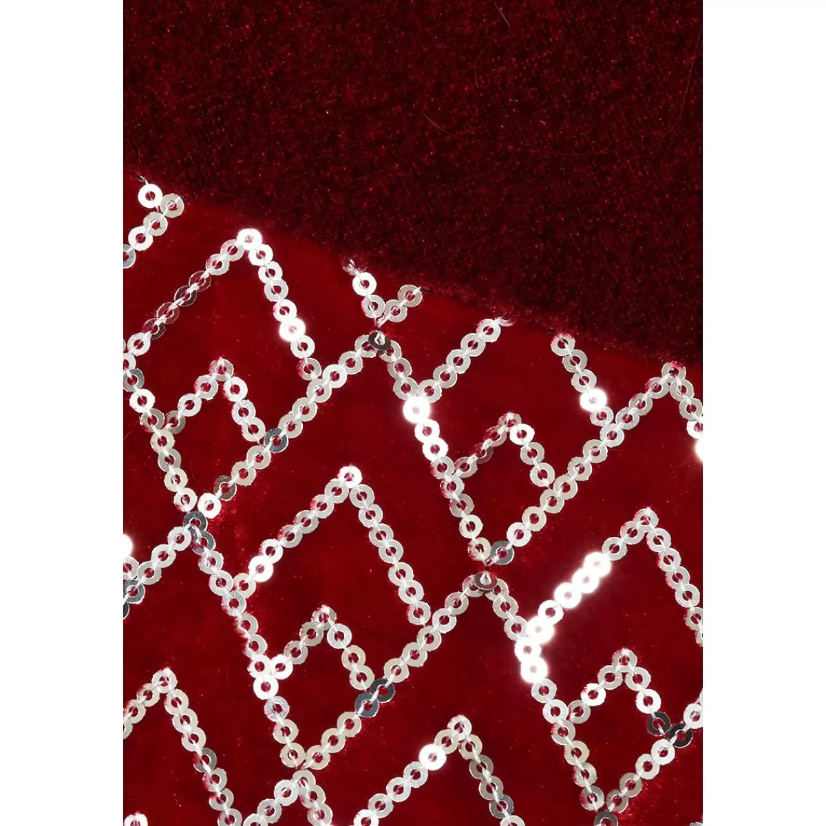 Bronner's Christmas Wonderland 48 Inch Burgundy Tree Skirt With Silver Sequined Edge | Tree Skirts