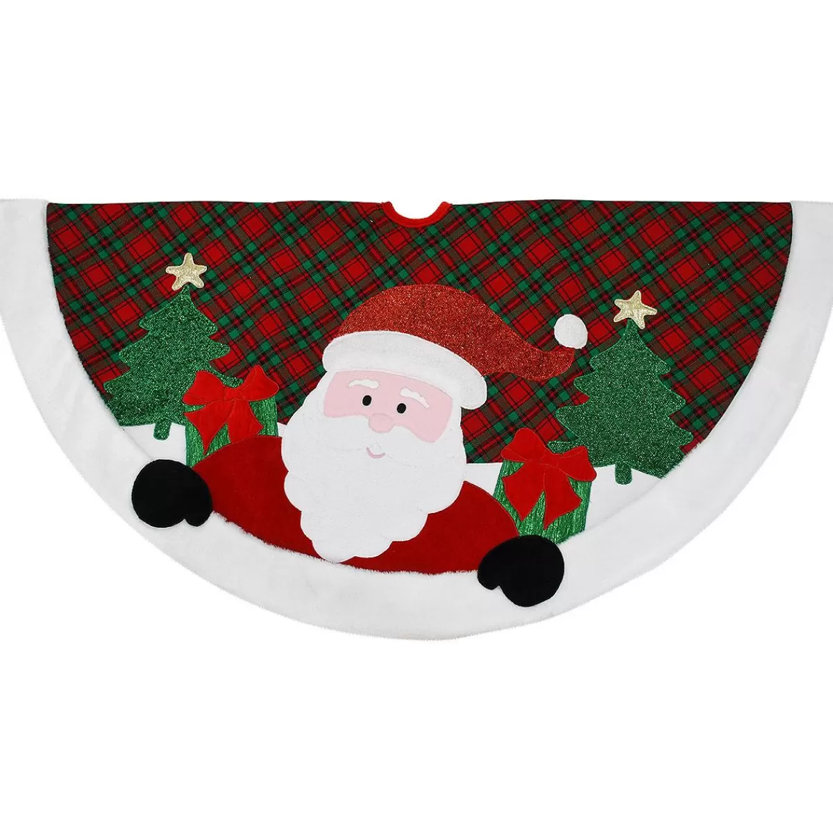 Bronner's Christmas Wonderland 48 Inch Plaid Tree Skirt With Santa | Tree Skirts