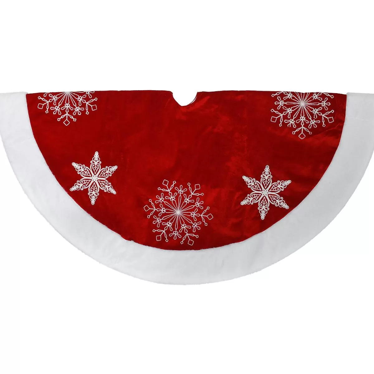 Bronner's Christmas Wonderland 48 Inch Red Velvet Tree Skirt With White Snowflakes | Tree Skirts