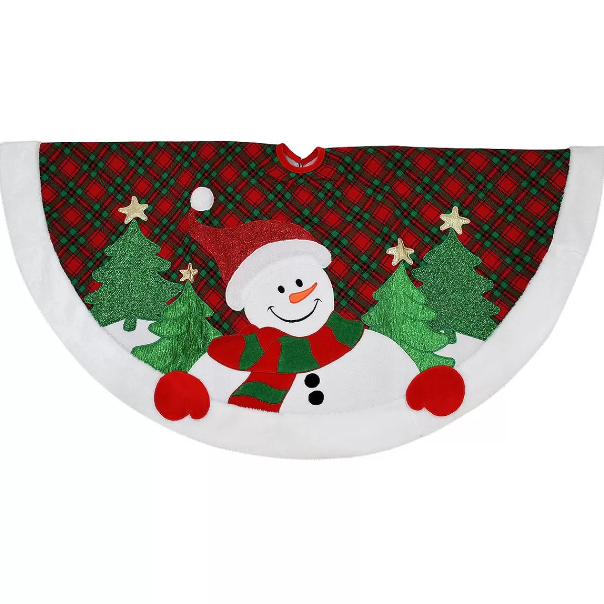 Bronner's Christmas Wonderland 48 Inch Snowman Plaid Tree Skirt | Tree Skirts