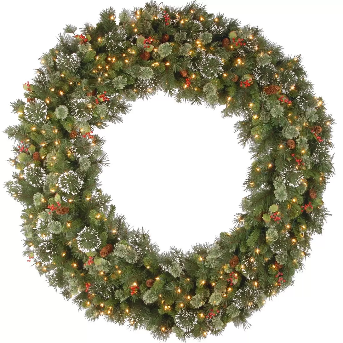 Bronner's Christmas Wonderland 48 Inch Wintry Pine Lighted Artificial Wreath | Wreaths & Swags