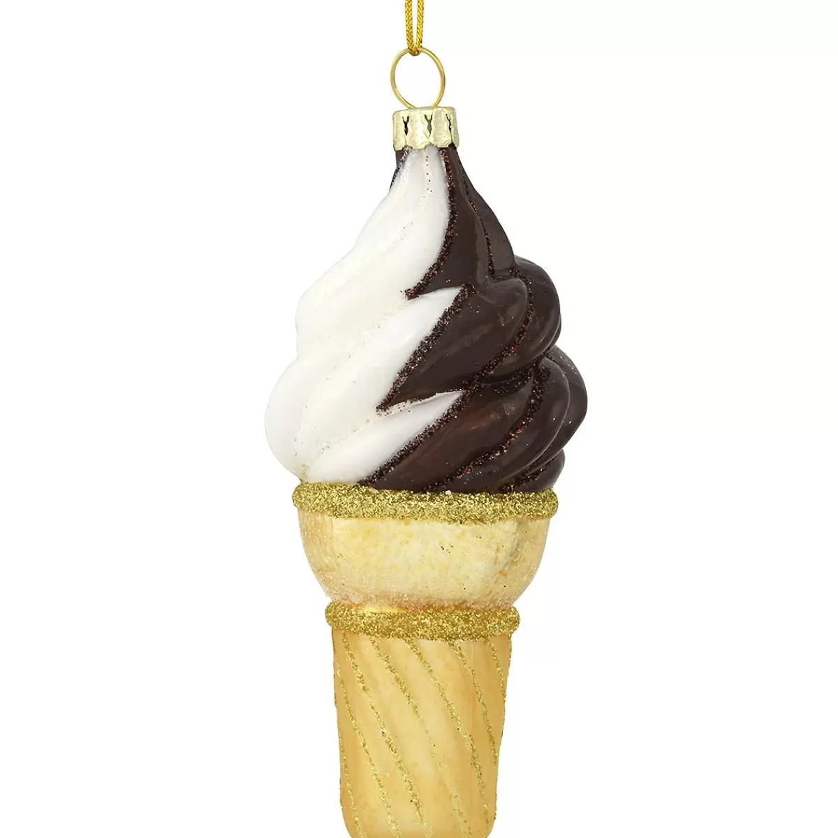 Bronner's Christmas Wonderland 4 Inch Ice Cream Cone Twist Glass Ornament> Food, Drinks, & Cooking