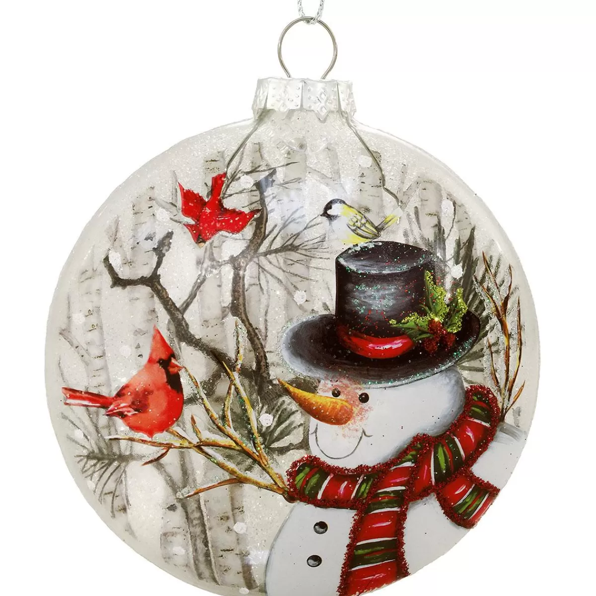 Bronner's Christmas Wonderland 4" Snowman Flat Disc Glass Ornament> Outdoors, Camping, & Nature