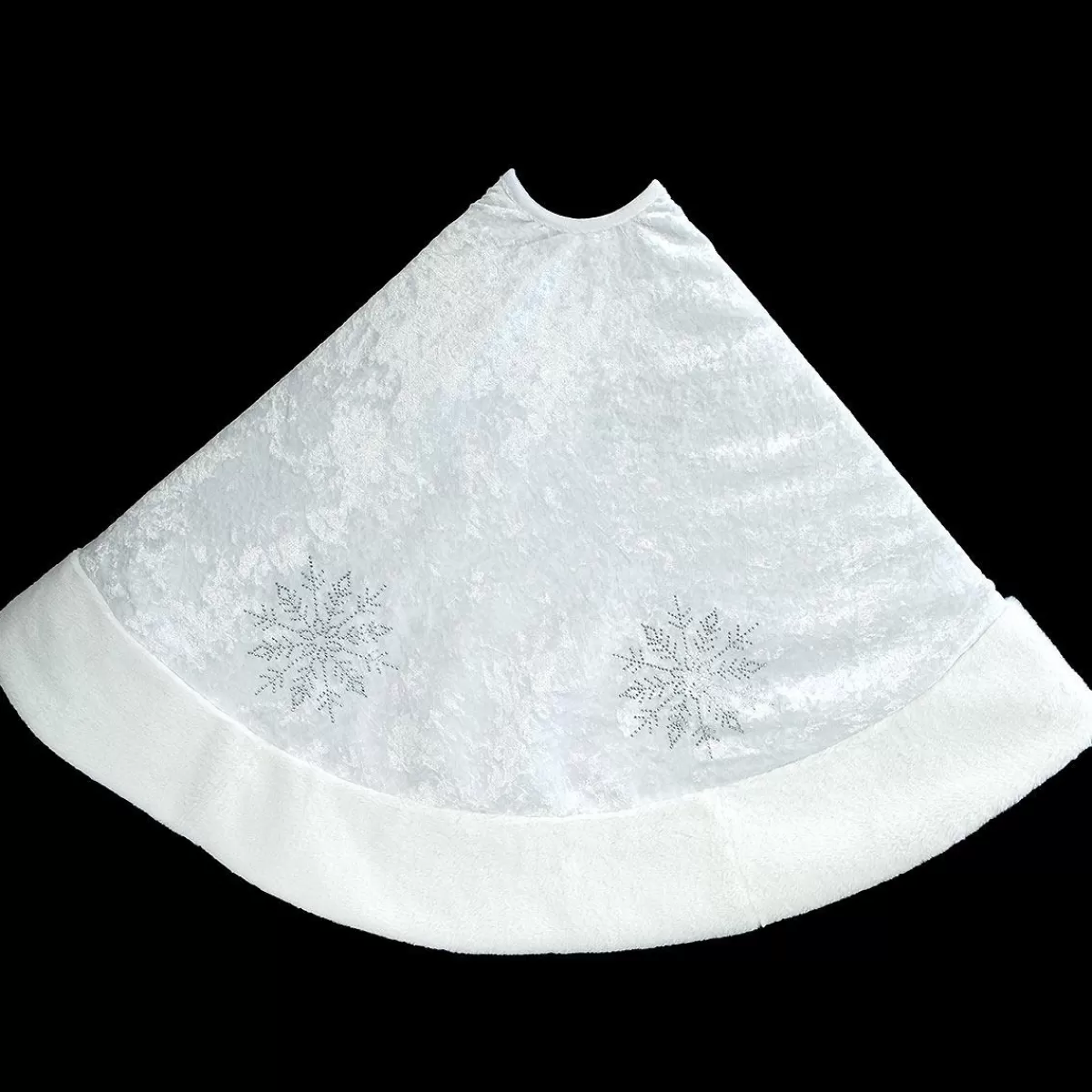 Bronner's Christmas Wonderland 52" White Crushed Velvet Snowflake Tree Skirt | Tree Skirts