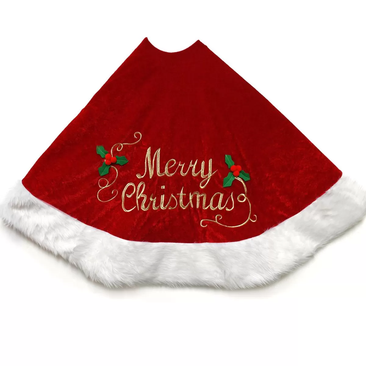 Bronner's Christmas Wonderland 56 Inch Merry Christmas Red Velvet Tree Skirt | Tree Skirts