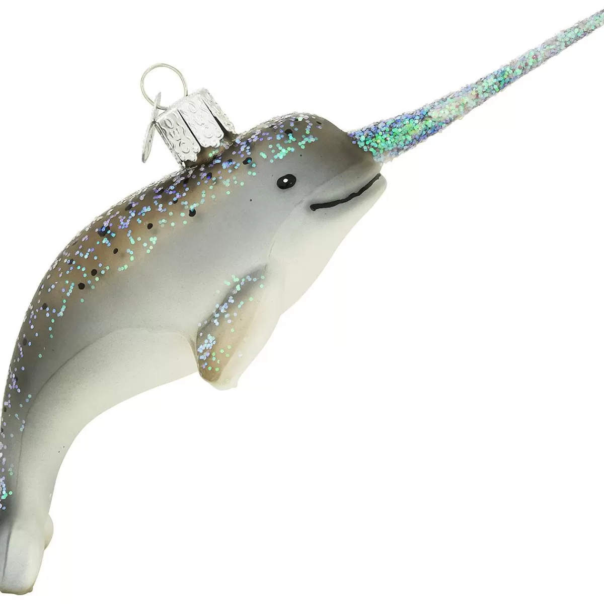 Bronner's Christmas Wonderland 6 Inch Gray Narwhal Glass Ornament> Old World Christmas