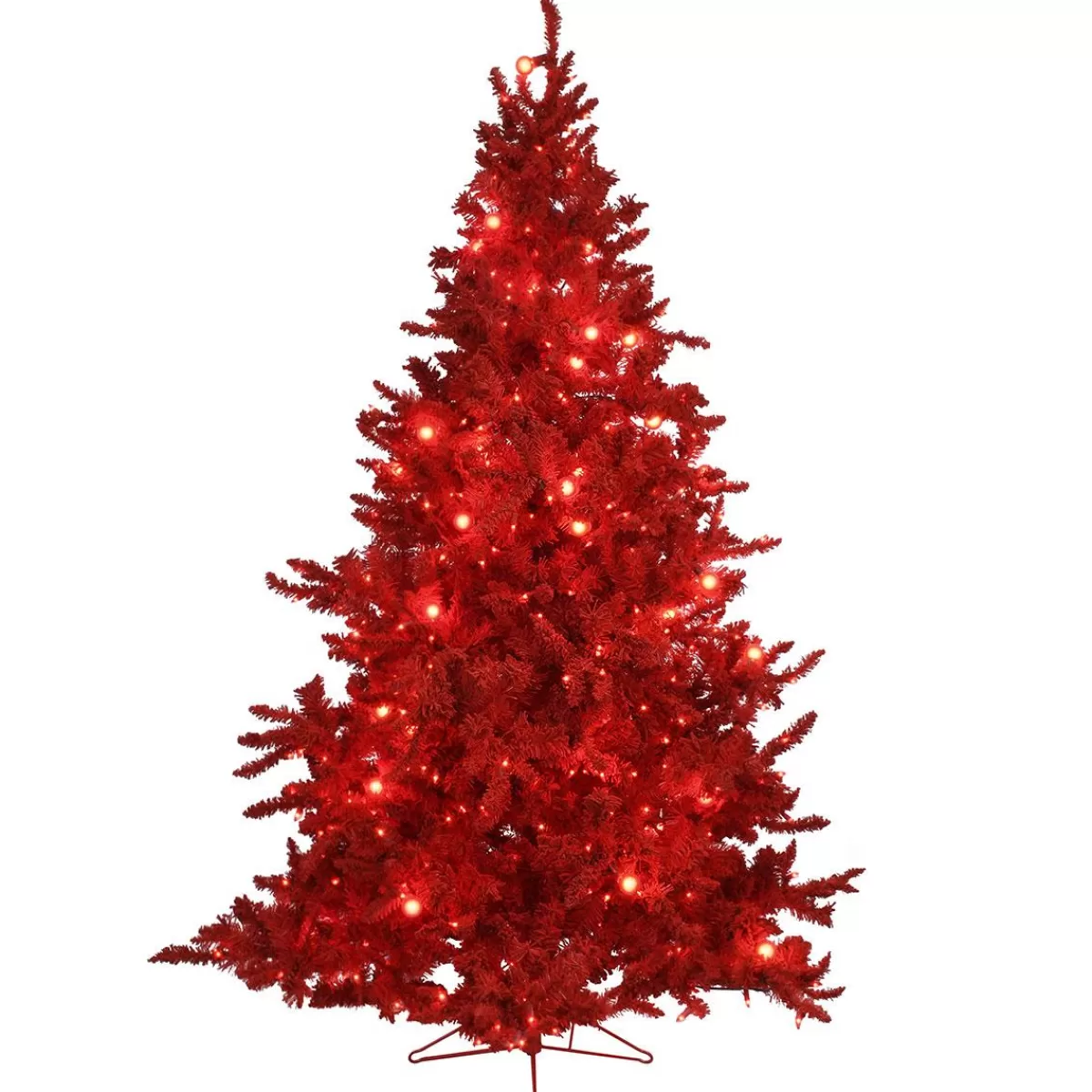 Bronner's Christmas Wonderland 7.5 Foot Scarlett Red Flocked Pre-Lit Red Artificial Tree | Pre-Lit Trees