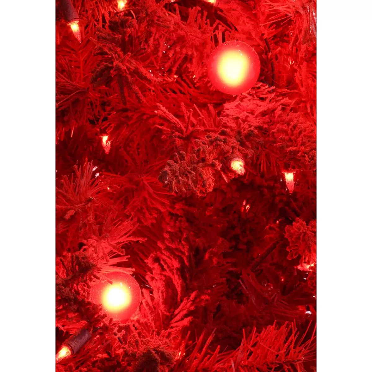 Bronner's Christmas Wonderland 7.5 Foot Scarlett Red Flocked Pre-Lit Red Artificial Tree | Pre-Lit Trees