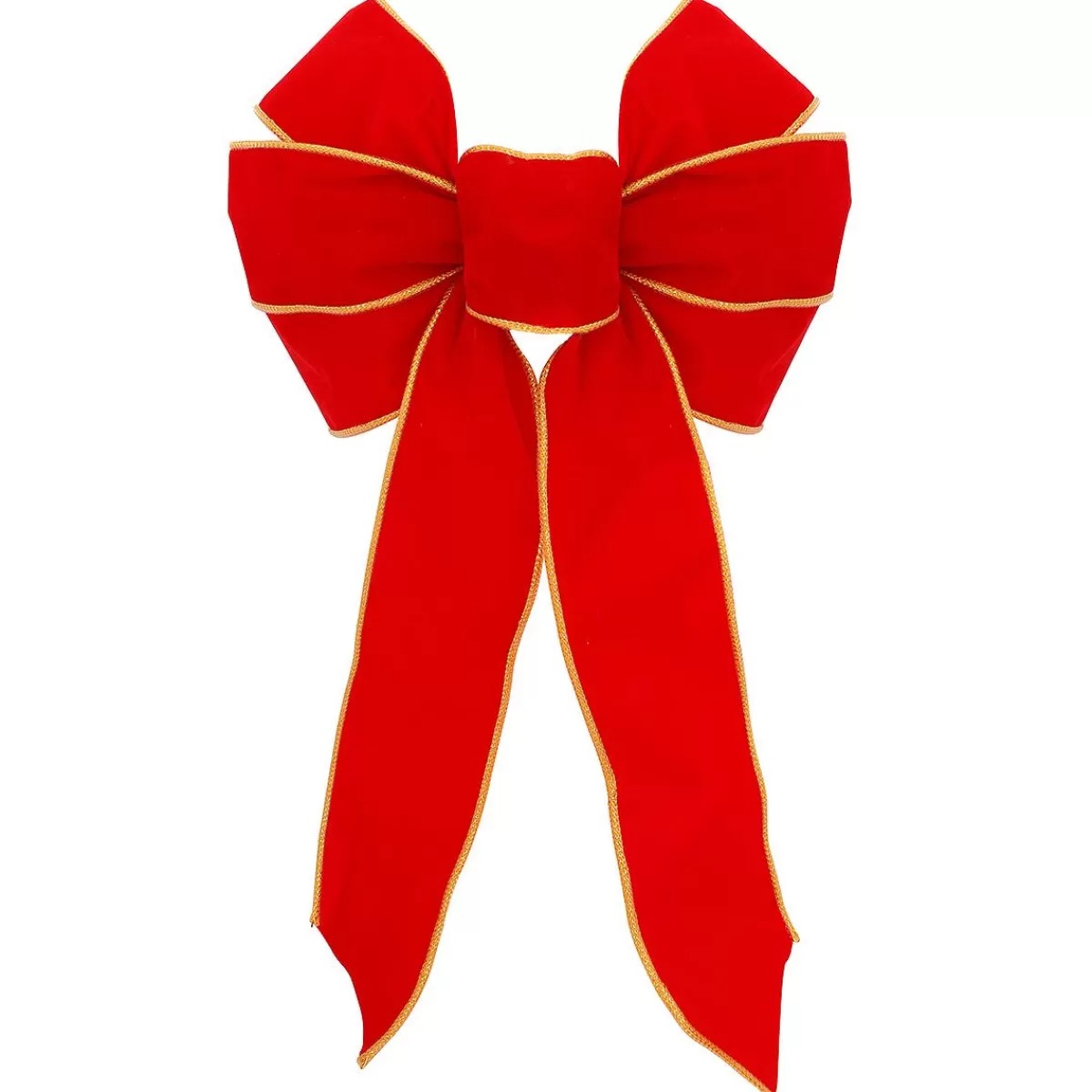 Bronner's Christmas Wonderland 7- Loop Red Velvet Bow With Gold Trim | Decorations