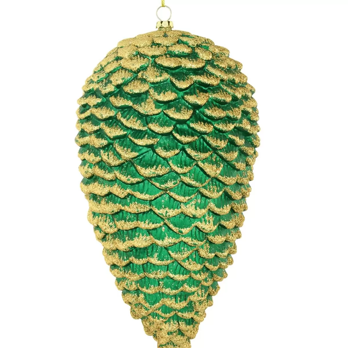 Bronner's Christmas Wonderland 9 Inch Green Plastic Pinecone With Gold Glitter> Outdoors, Camping, & Nature