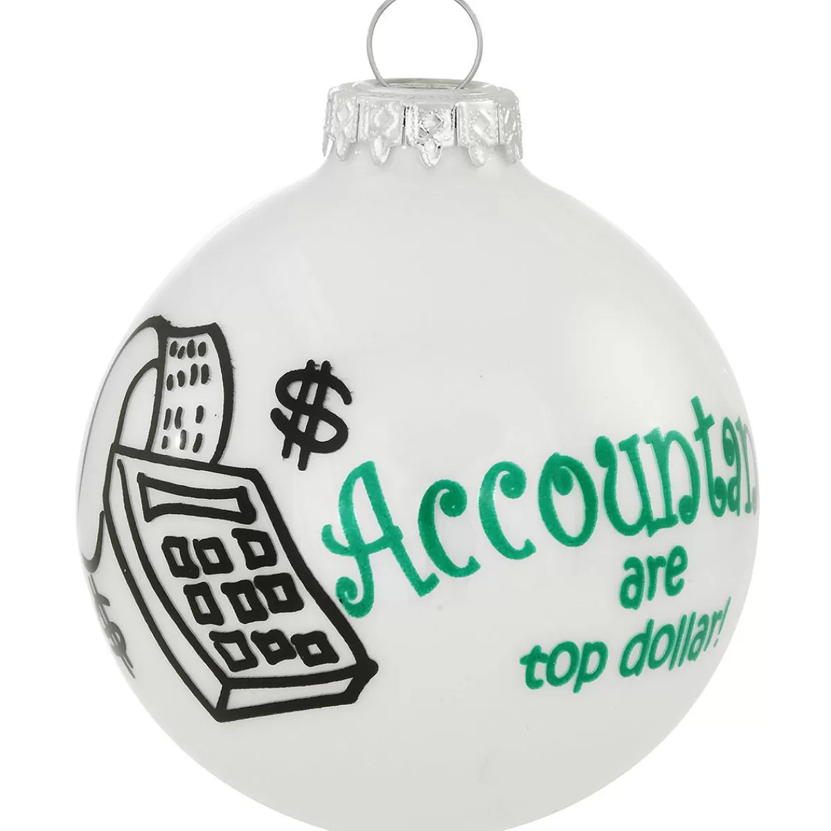 Bronner's Christmas Wonderland Accountant White Opal Glass Ornament> Hobbies & Occupations