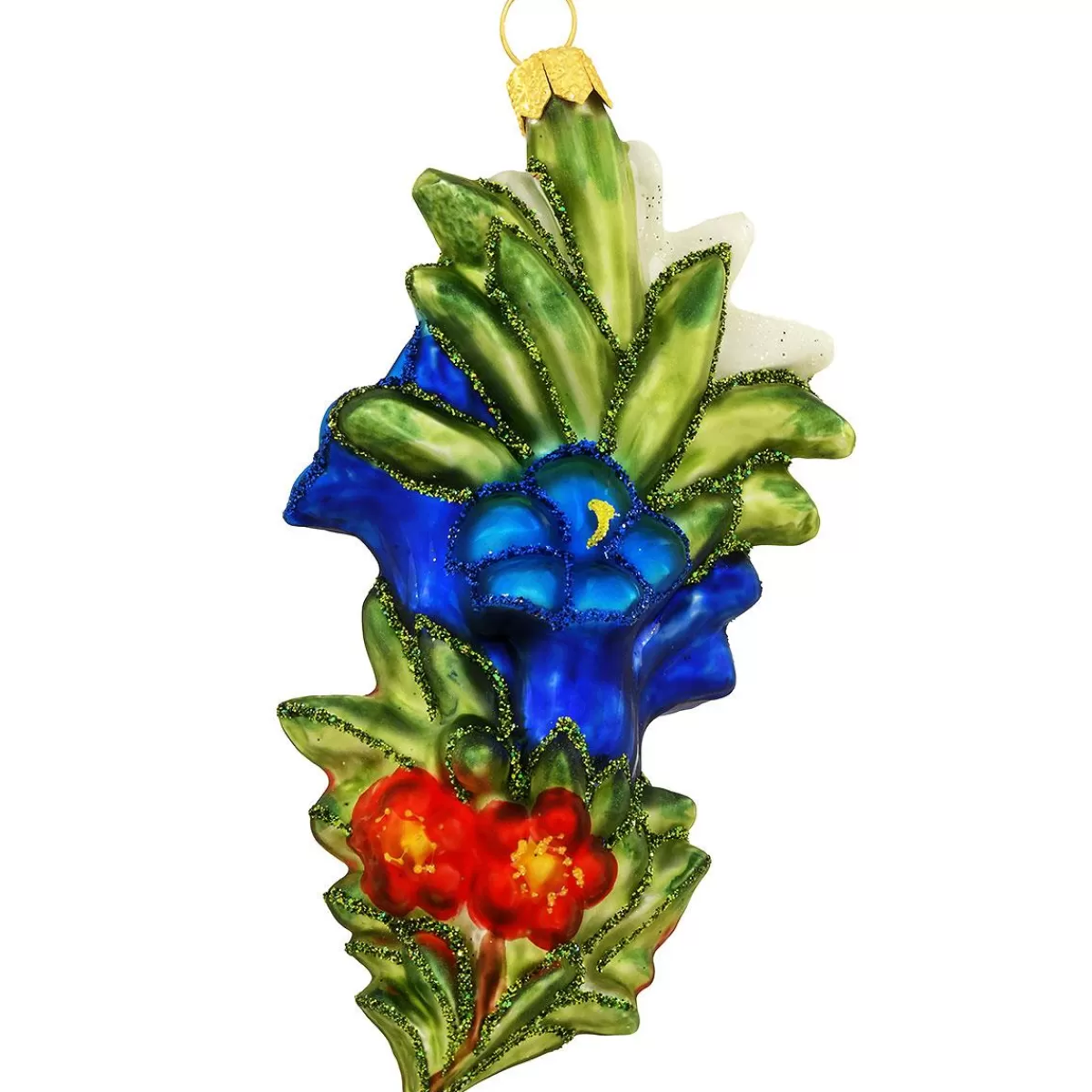 Bronner's Christmas Wonderland Alpine Flower Bouquet Glass Ornament> Farm, Garden, & Flowers