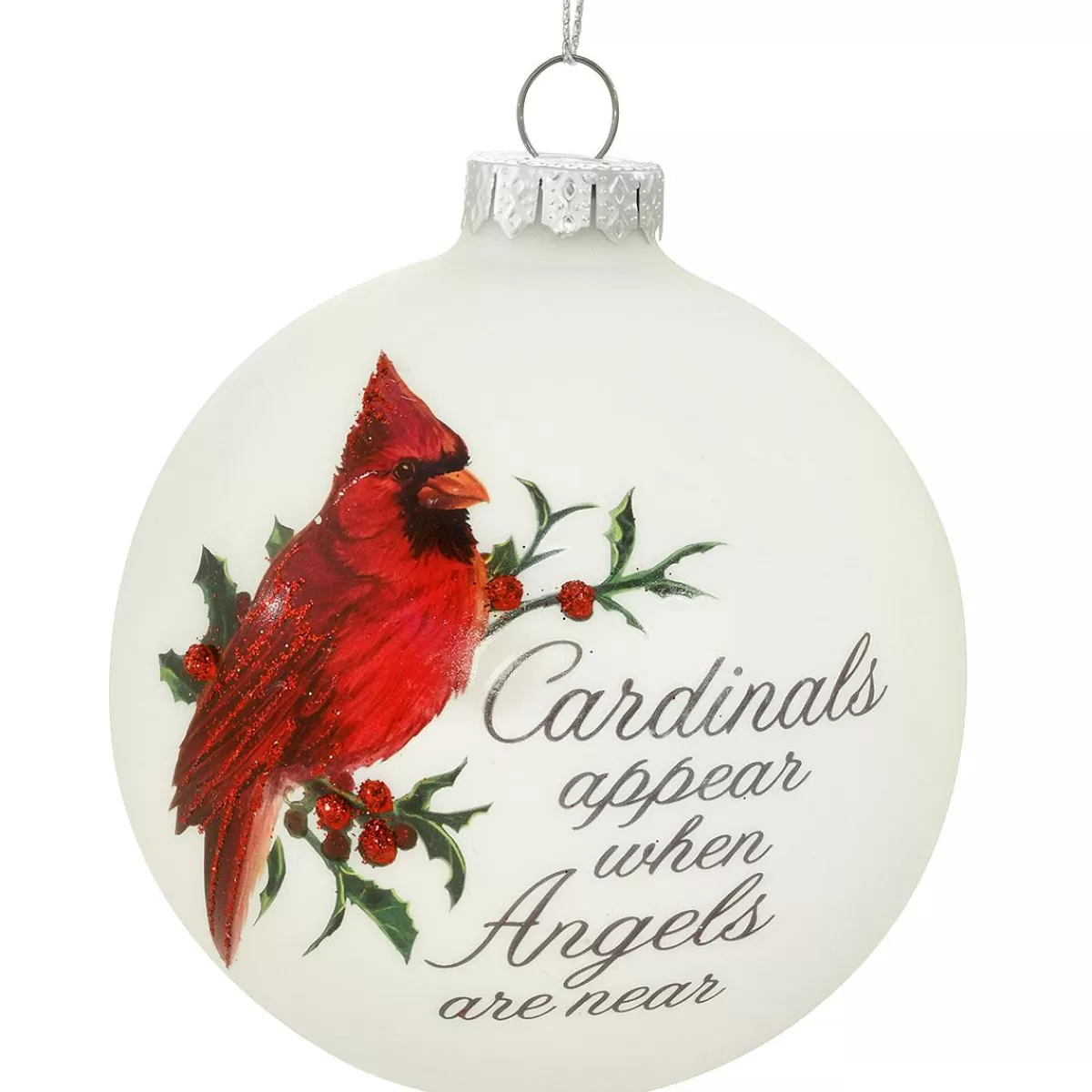 Bronner's Christmas Wonderland Angels Are Near Cardinal Round Glass Ornament> In Memory Of