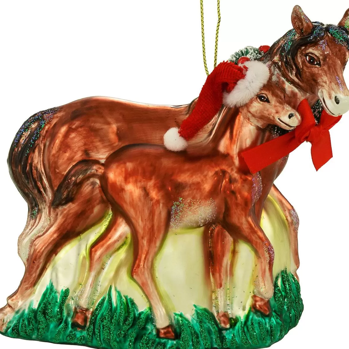 Bronner's Christmas Wonderland Baby And Mom Horse Glass Ornament> Farm, Garden, & Flowers