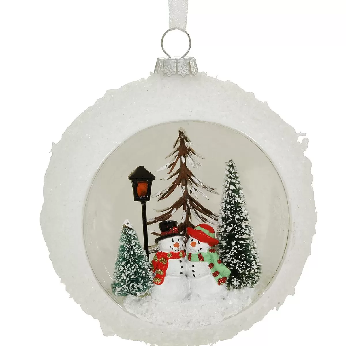 Bronner's Christmas Wonderland Ball With Snowman Scene Glass Ornament | Snowmen