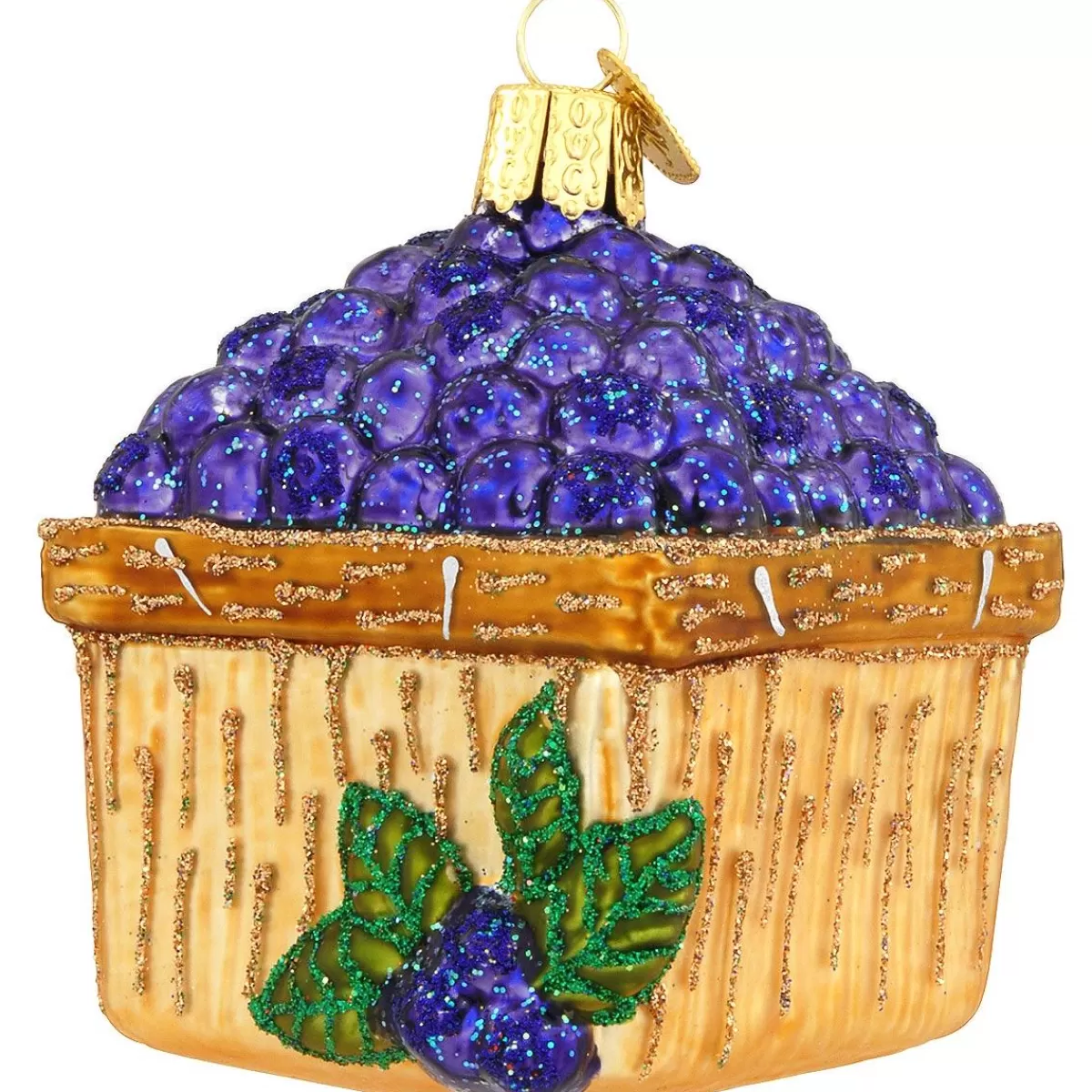 Bronner's Christmas Wonderland Basket Of Blueberries Glass Ornament> Farm, Garden, & Flowers