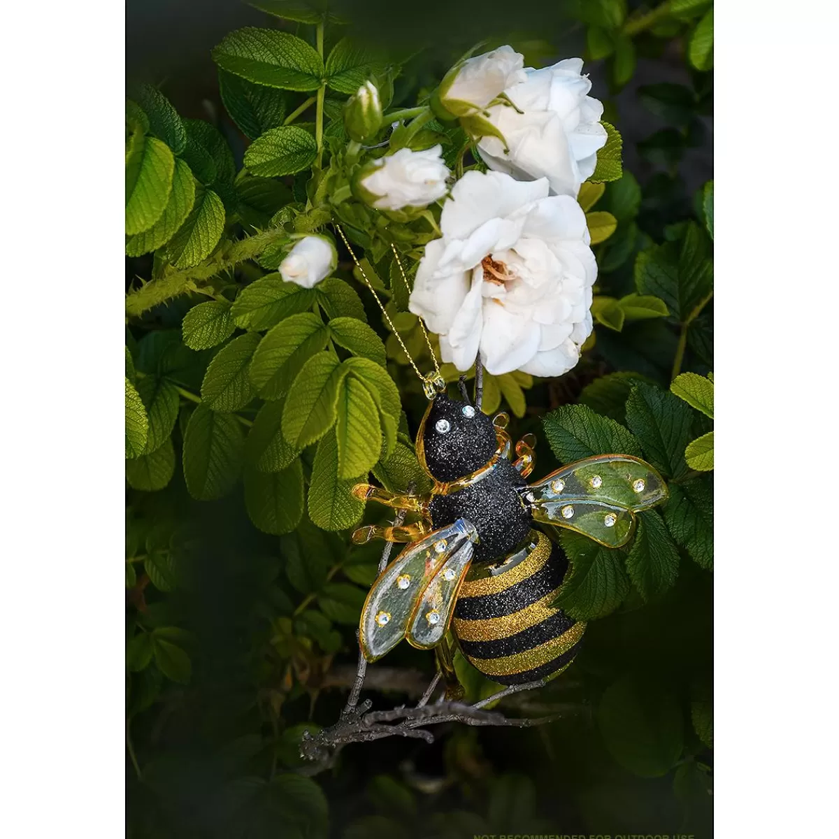 Bronner's Christmas Wonderland Bee Art Glass Ornament> Farm, Garden, & Flowers