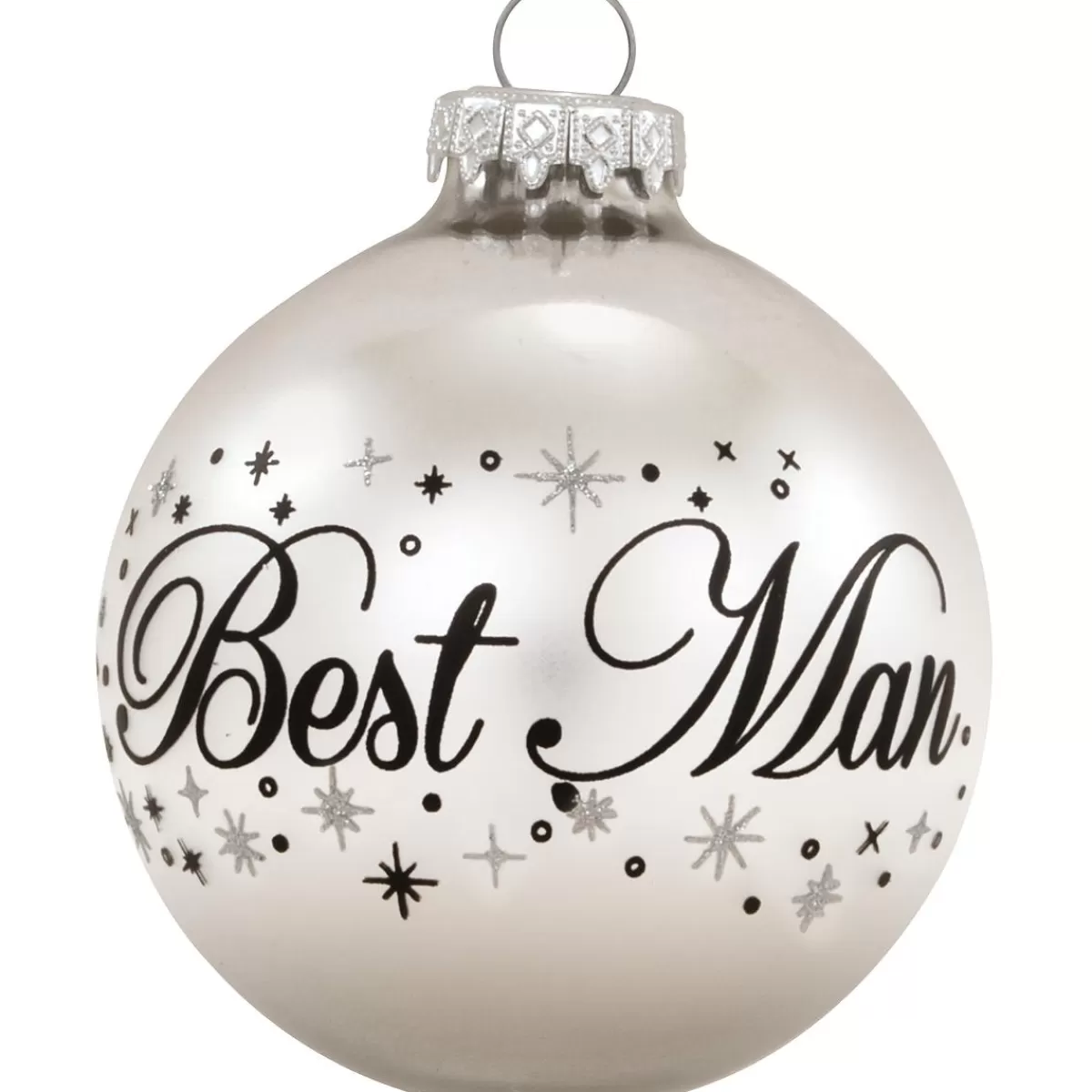 Bronner's Christmas Wonderland Best Man Glass Ornament> Love, Wedding, & Anniversary