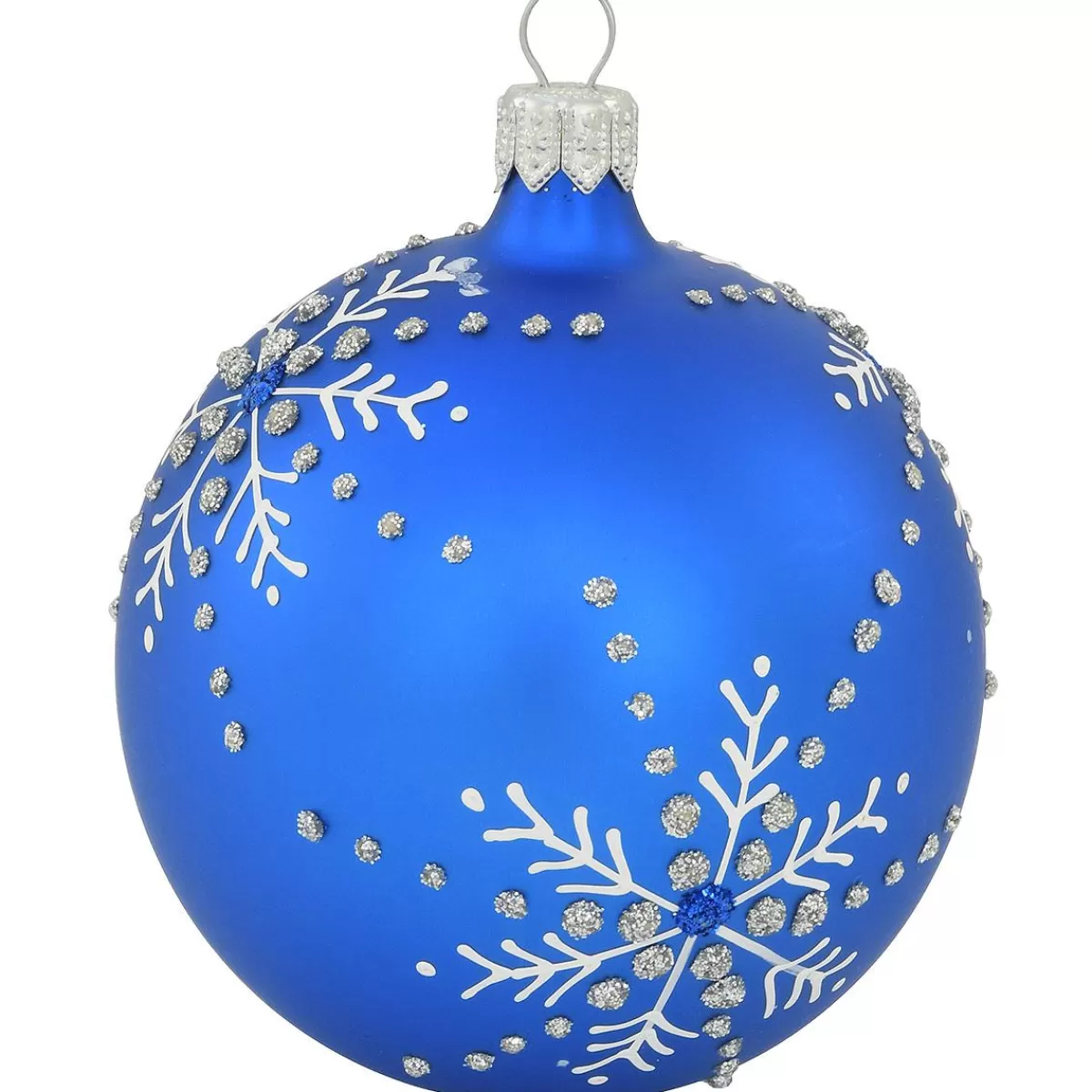 Bronner's Christmas Wonderland Blue And White Glass Ornament With Snowflakes | Snowflakes & Icicles