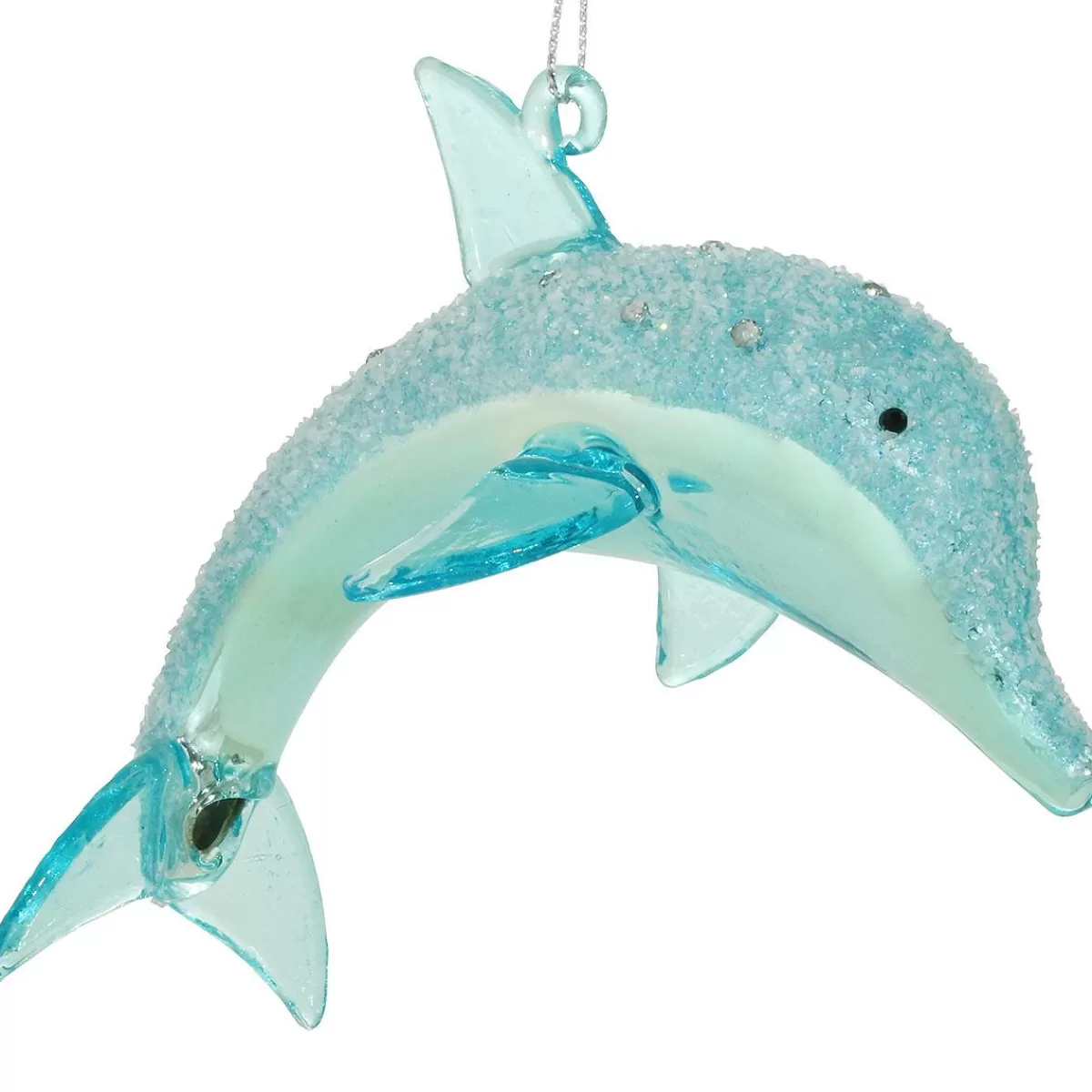 Bronner's Christmas Wonderland Blue Dolphin Spun Glass Ornament With Glitter> Legends, Symbols, & Traditions