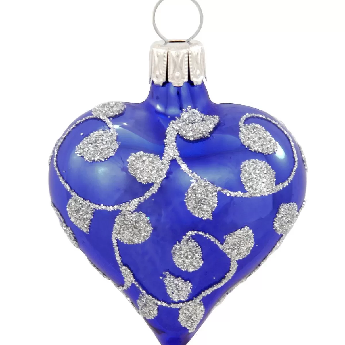 Bronner's Christmas Wonderland Blue Glass Heart With Silver Leaf Design> Legends, Symbols, & Traditions