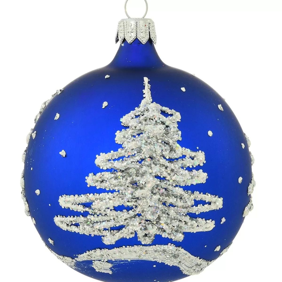 Bronner's Christmas Wonderland Blue Glass Ornament With Silver Trees> Outdoors, Camping, & Nature