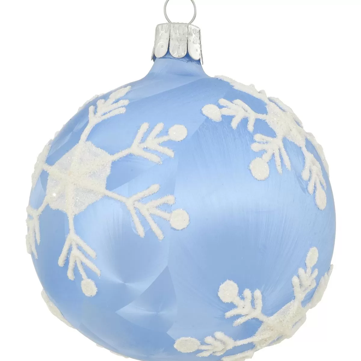 Bronner's Christmas Wonderland Blue Ice Crackle With Snowflakes Glass Ornament | Snowflakes & Icicles