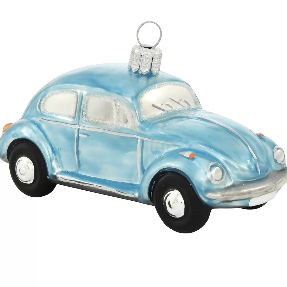 Bronner's Christmas Wonderland Blue Vw Beetle Glass Ornament> Licensed