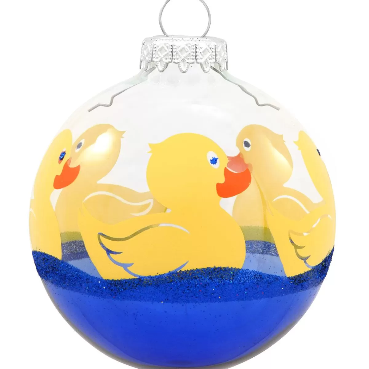 Bronner's Christmas Wonderland Bobbing Rubber Ducks Glass Ornament> Novelty