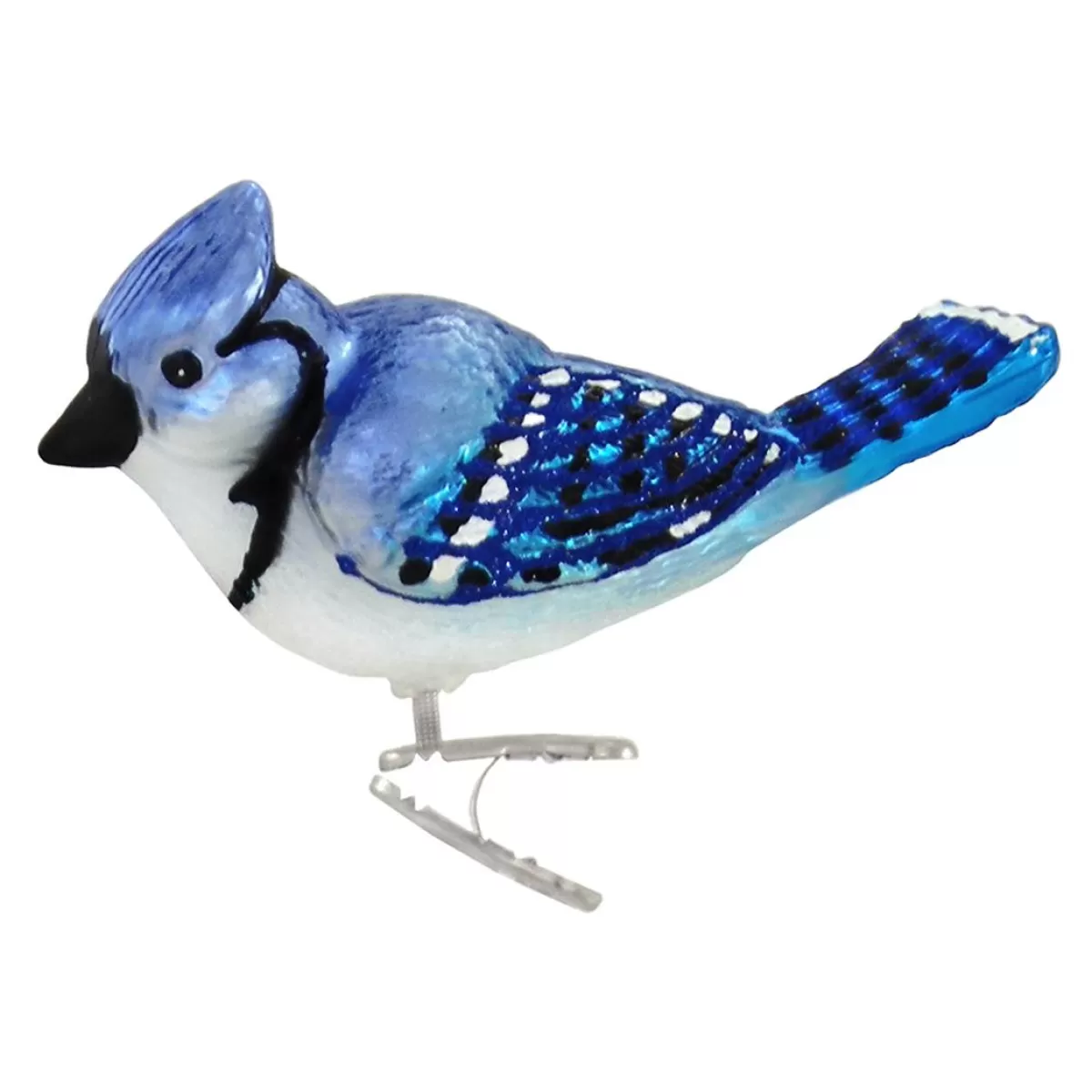 Bronner's Christmas Wonderland Bright Blue Jay Clip-On Glass Ornament> Old World Christmas