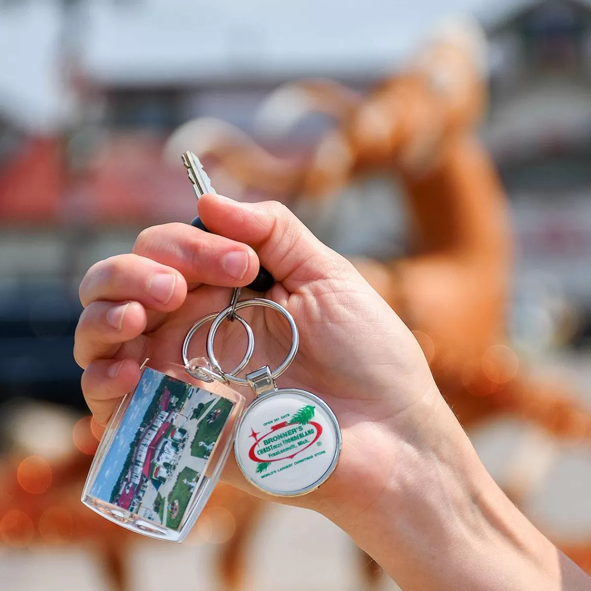 Bronner's Christmas Wonderland Bronner Logo Metal Round Keychain | Souvenirs & Gift Cards